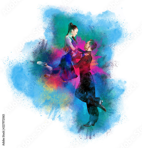 Dancing ballroom. Color dust effect