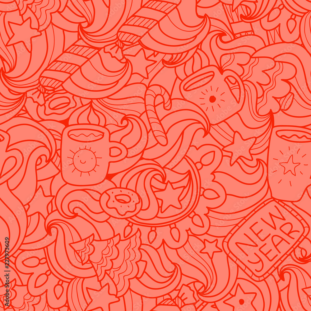 Fototapeta premium Christmas doodle pattern