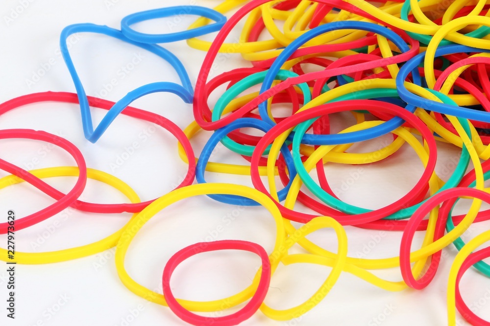 close up of a heap from colorful elasic bands in the studio close up of a heap from colorful elasic bands in the studio