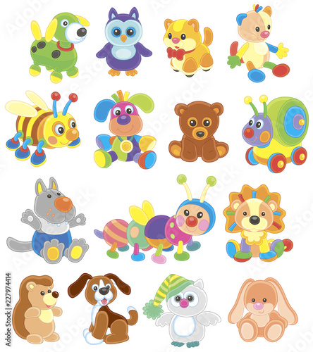 Vector collection of funny toy animals for small children