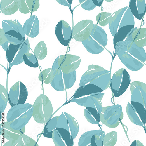 Vector pattern from leaf foliage. Trendy color. Seamless background