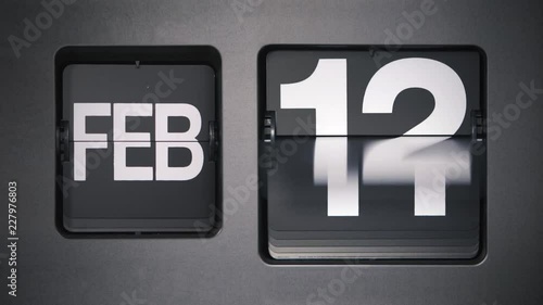 Flip calendar, displaying every day of the year, from 1st January to 31st December.