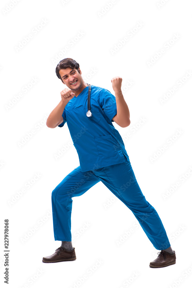 Young handsome doctor isolated on white Young handsome doctor isolated on white