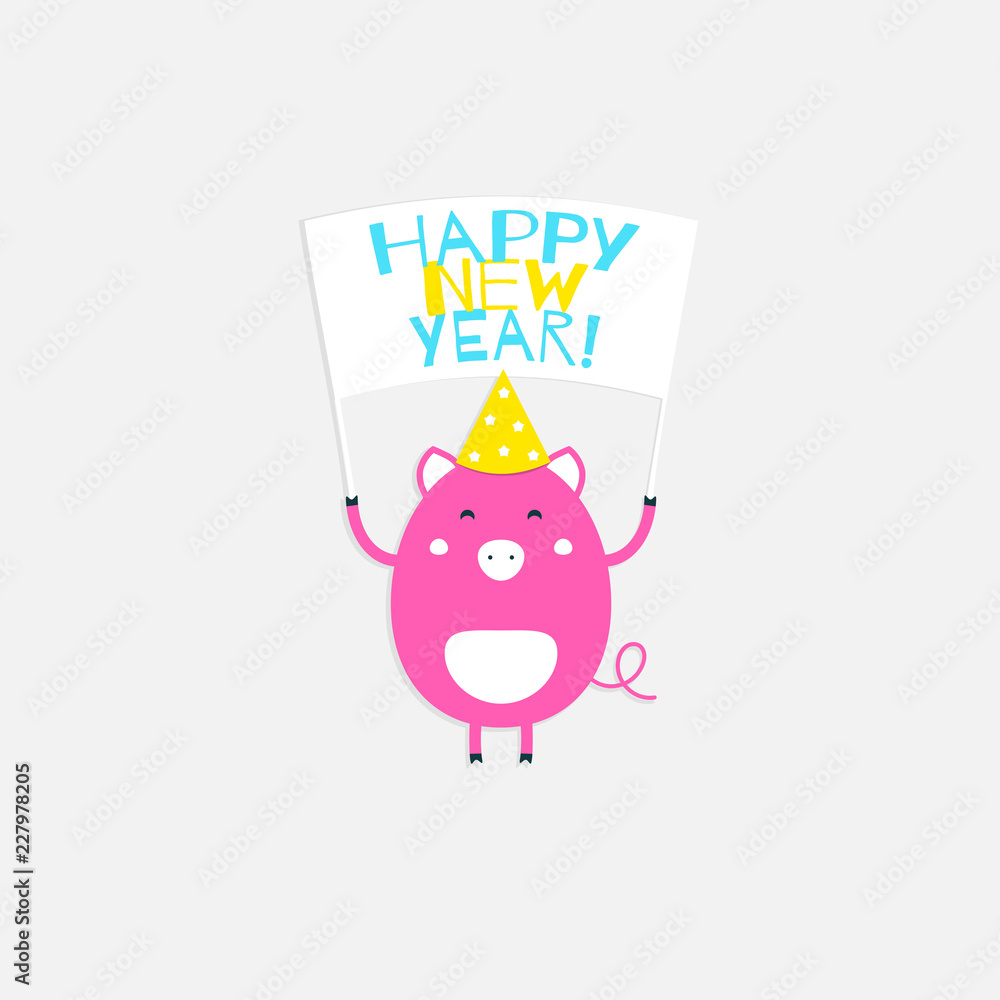 Obraz premium The 2019 New Year Card with Pig