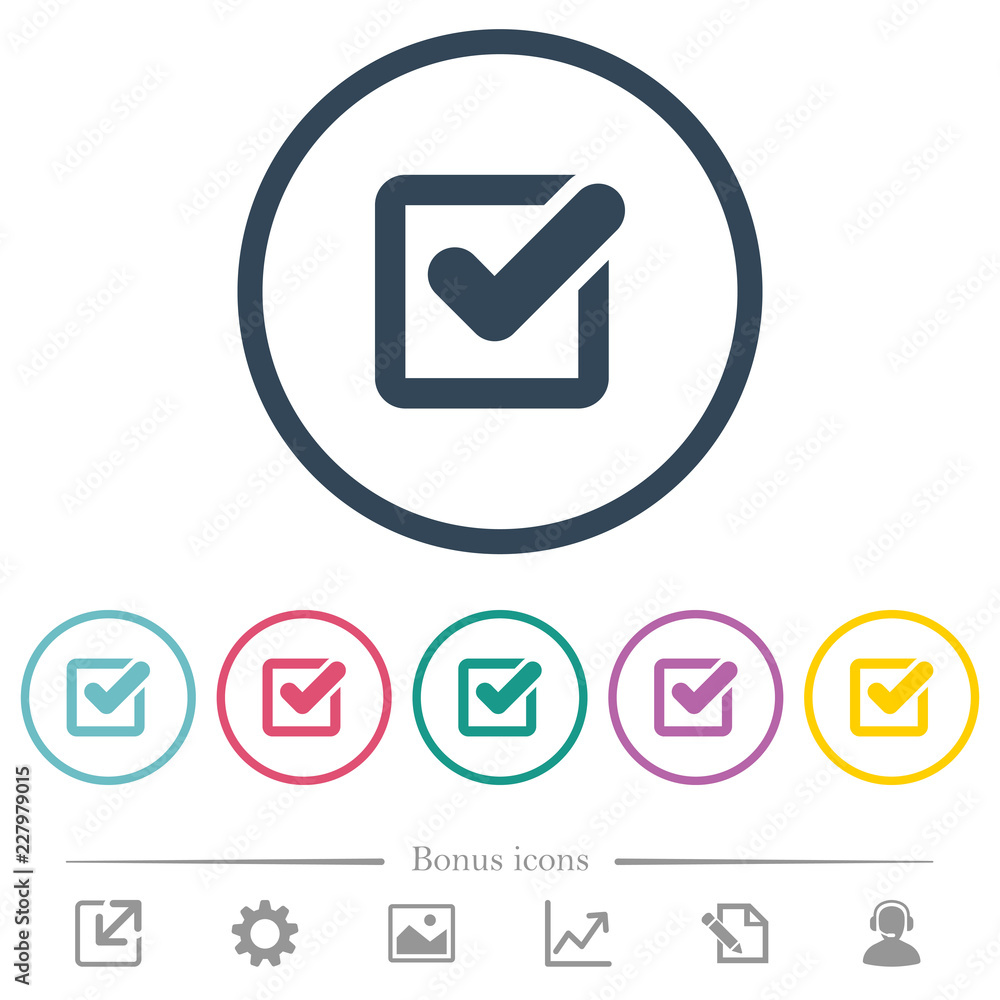 Checkbox flat color icons in round outlines Checkbox flat color icons in round outlines