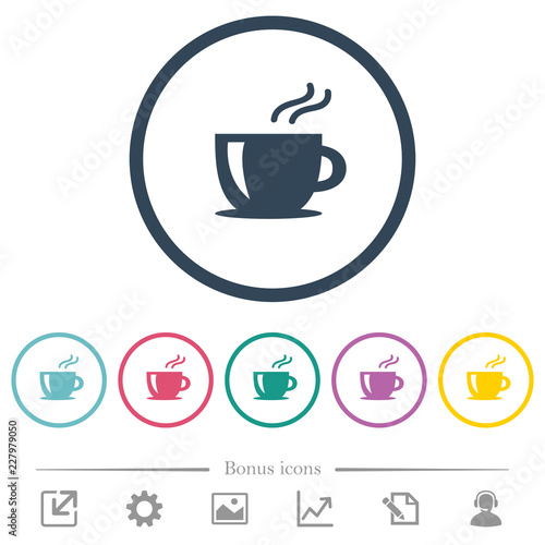Cappuccino flat color icons in round outlines
