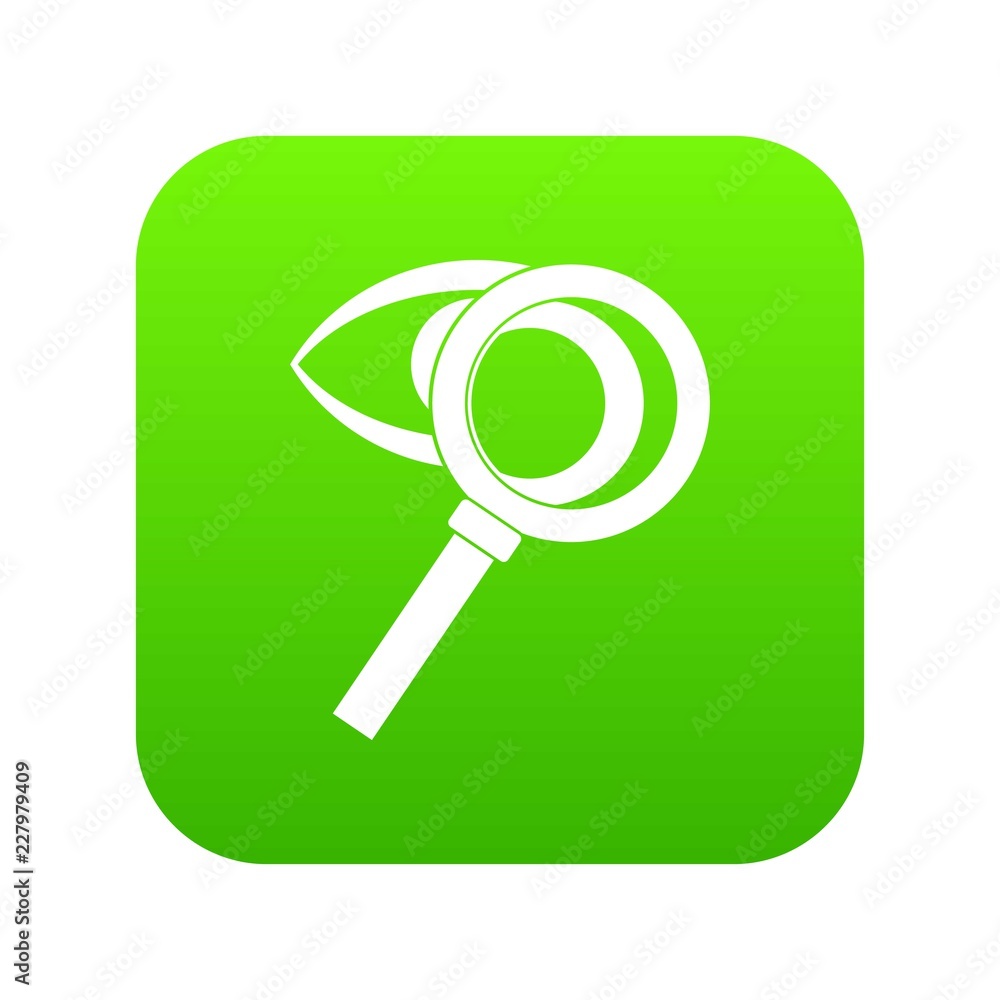 Magnifying glass with eye icon digital green for any design isolated on white vector illustration Magnifying glass with eye icon digital green for any design isolated on white vector illustration