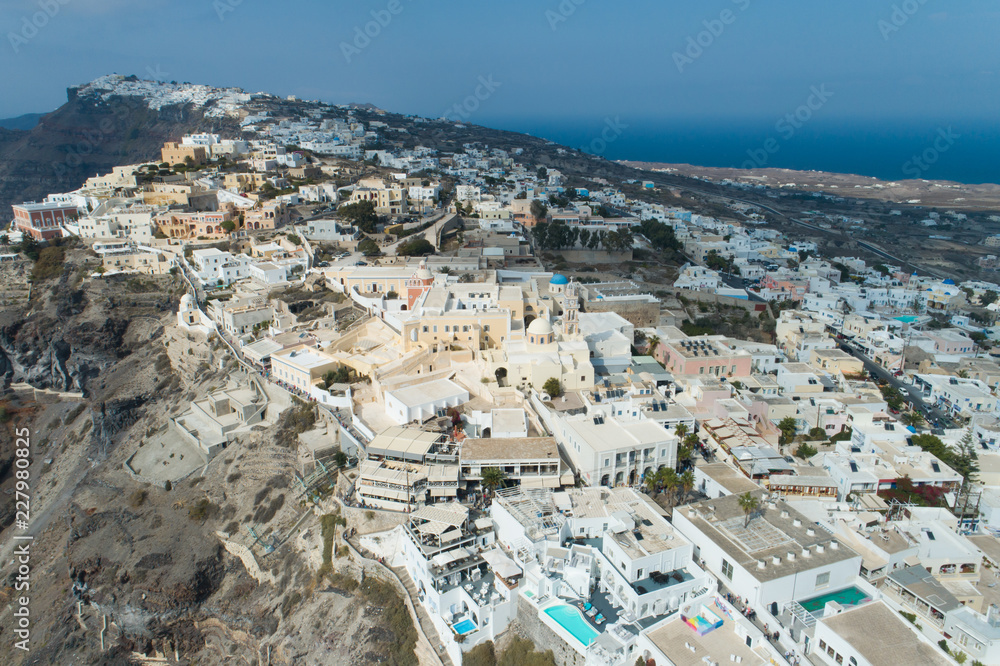 Aerial view of famous Greek resort Thira.