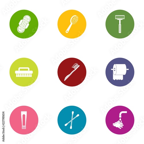 Gasket icons set. Flat set of 9 gasket vector icons for web isolated on white background