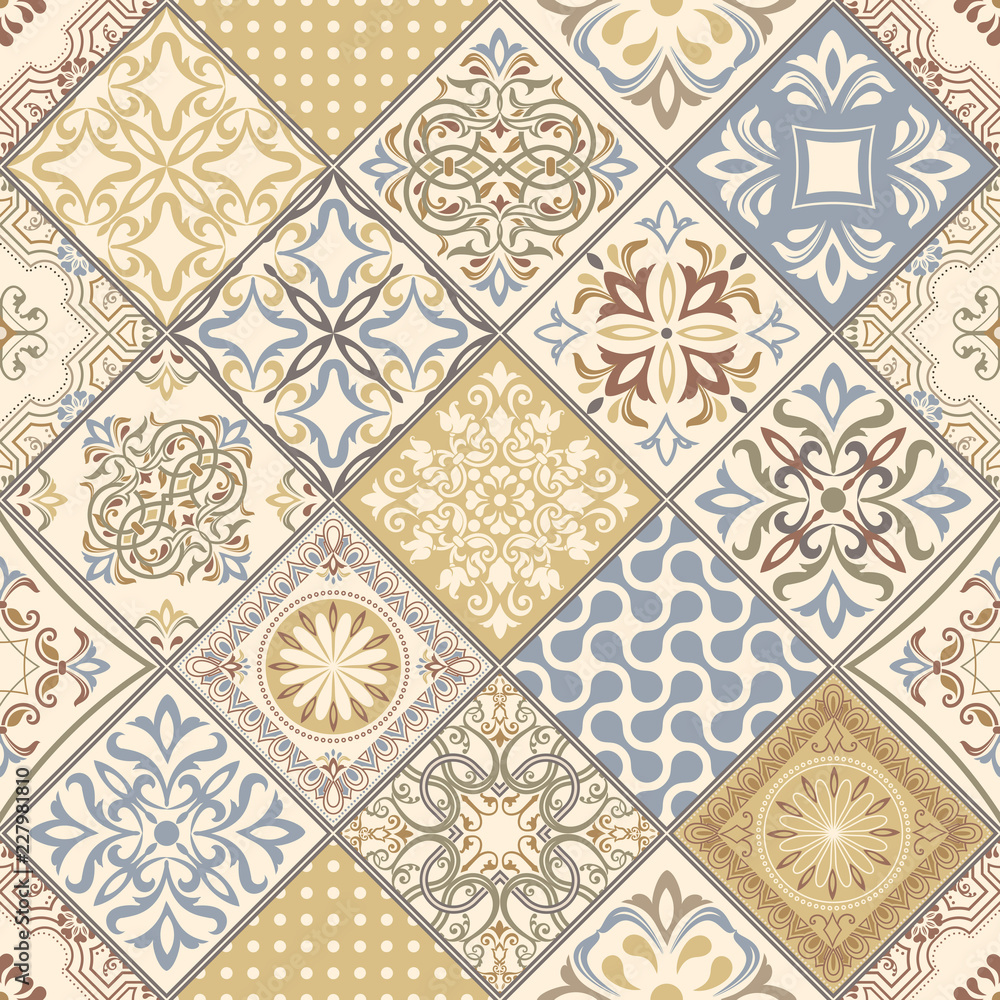 Vector set of tiles background in portuguese style.