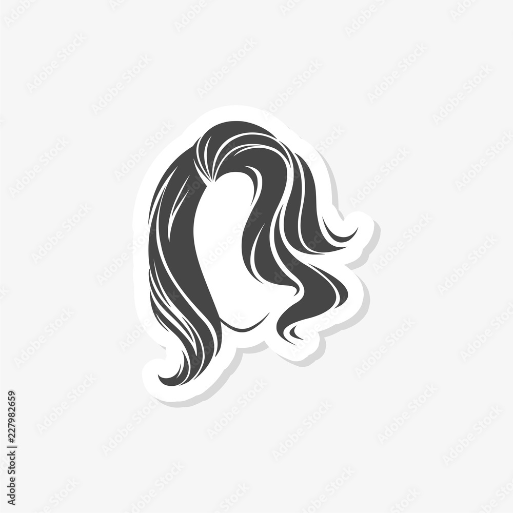 Women hair style sticker, logo women face on white background Women hair style sticker, logo women face on white background