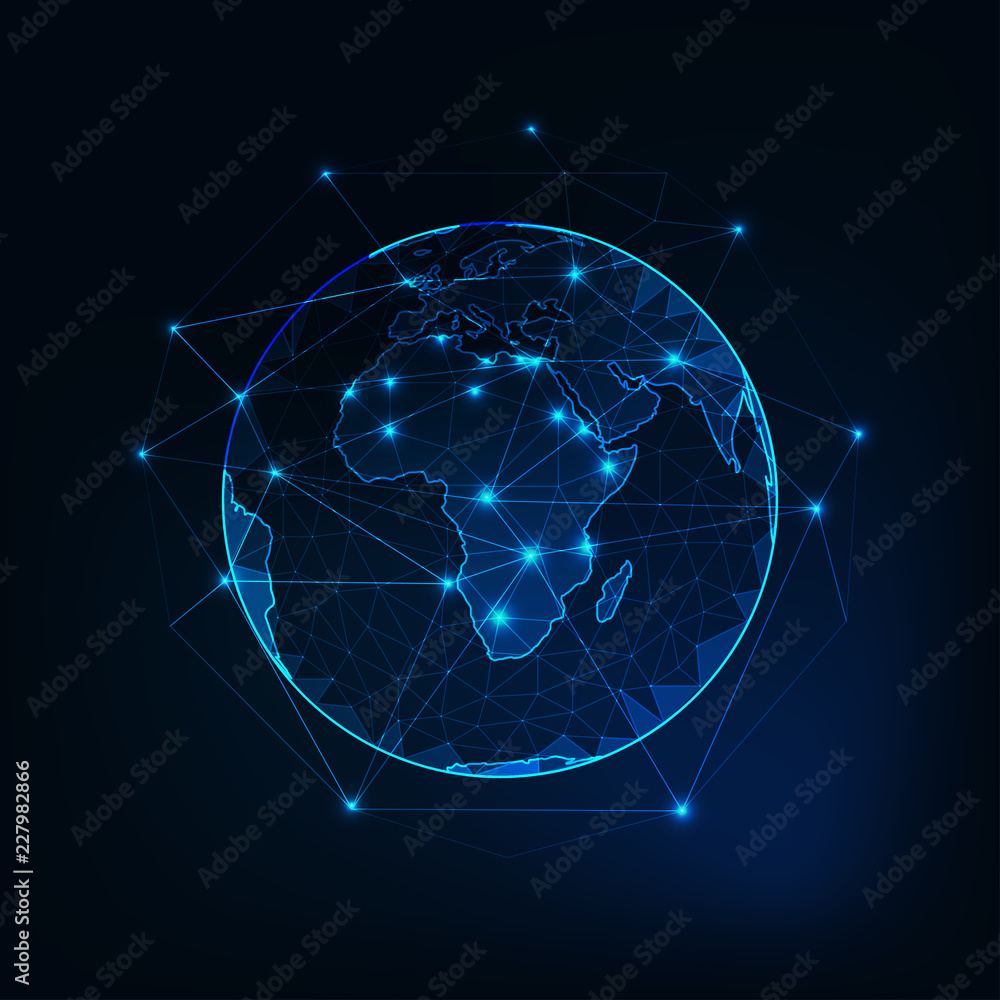 Africa on Planet Earth view from space with continents outlines ...