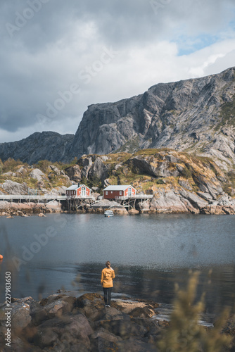 Rorbu in Lofoten by the sea