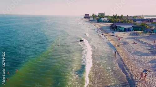 Aerial View Of Beach In Odessa. Sunset. Black Sea