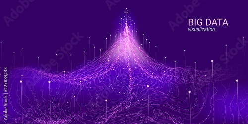 Wave 3D Big Data Visualization. Analysis Infographic.