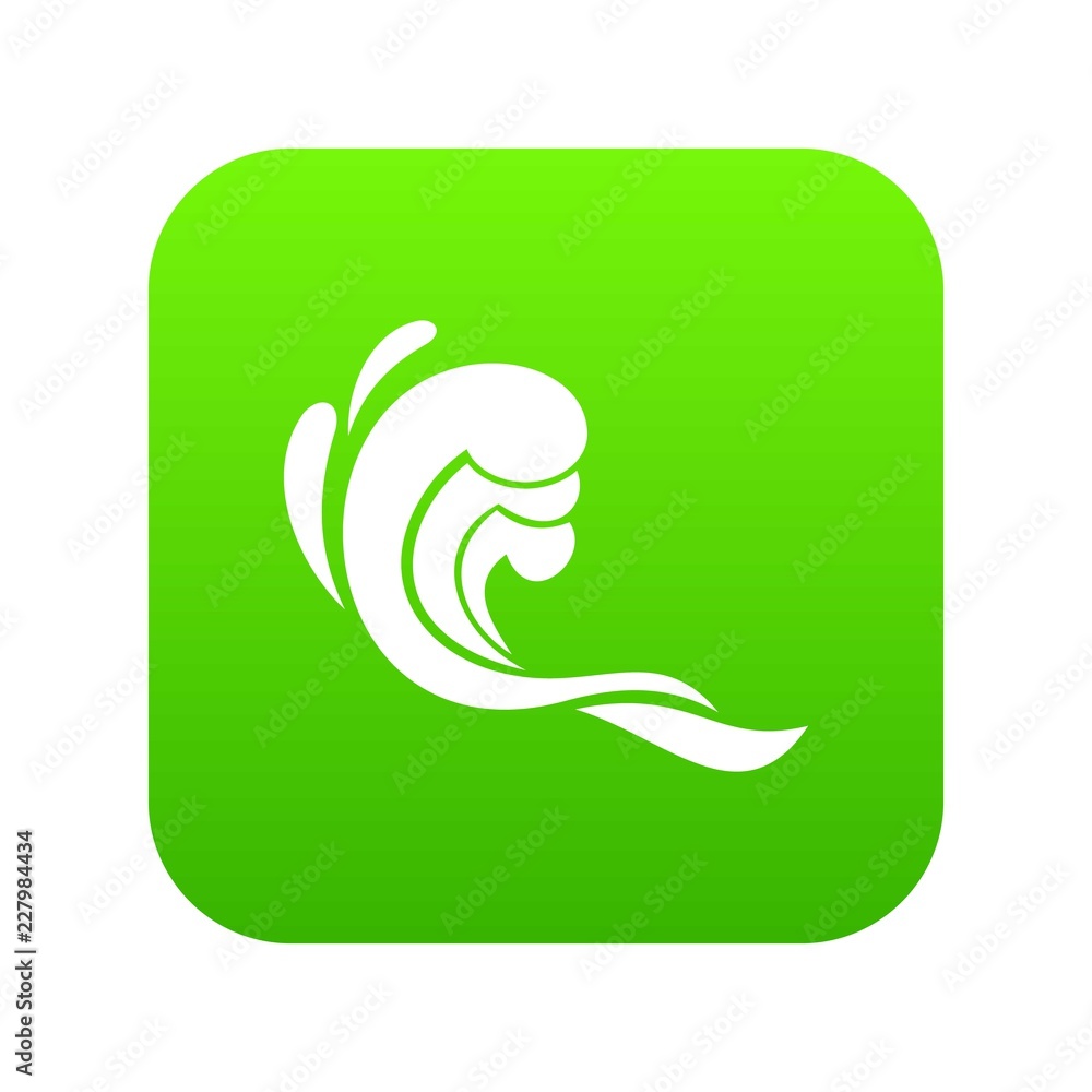 Water wave icon digital green for any design isolated on white vector illustration Water wave icon digital green for any design isolated on white vector illustration