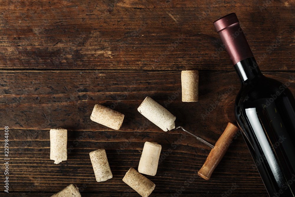 bottle of red wine and cork