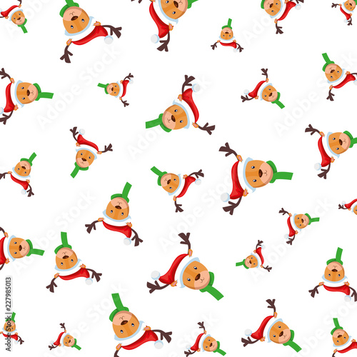 cute reindeer christmas characters pattern
