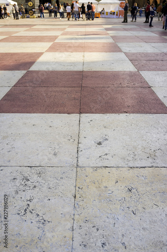 Marostica (Italy, Veneto Region): the "chess" square detail. Color image