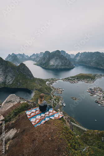 Girl on a mountain with her...