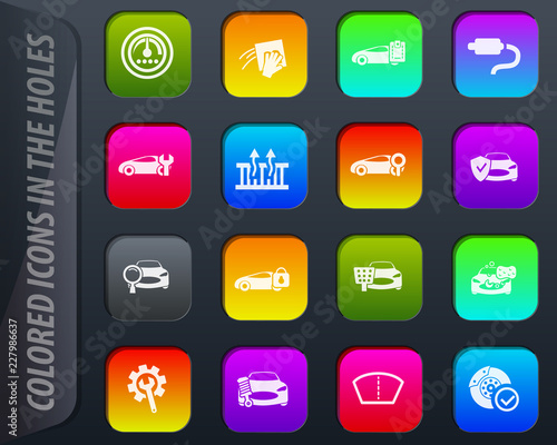 Car shop icons set