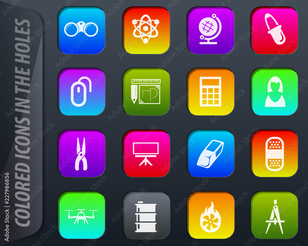 Courses school icons set Courses school icons set