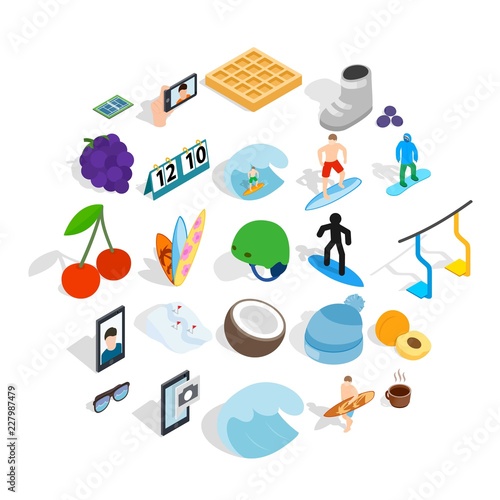 Effective icons set. Isometric set of 25 effective vector icons for web isolated on white background