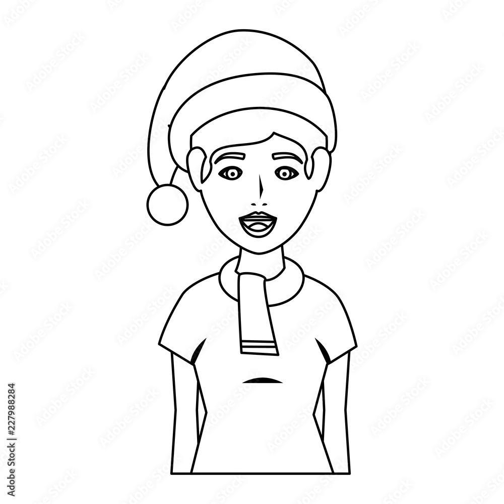 young woman with christmas hat young woman with christmas hat