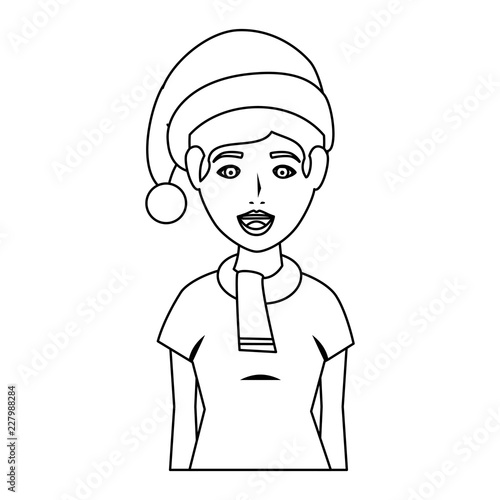 young woman with christmas hat