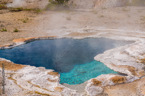 Hot Spring in Yellowstone. Morning Glory Pool in Yellowstone National Park of Wyoming