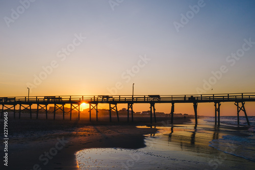 Pier During Sunrise In North Carolina