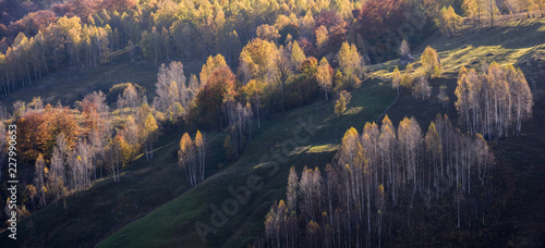 Beautiful autumn landscape in the mountains, Fundatura Ponorului Romania.