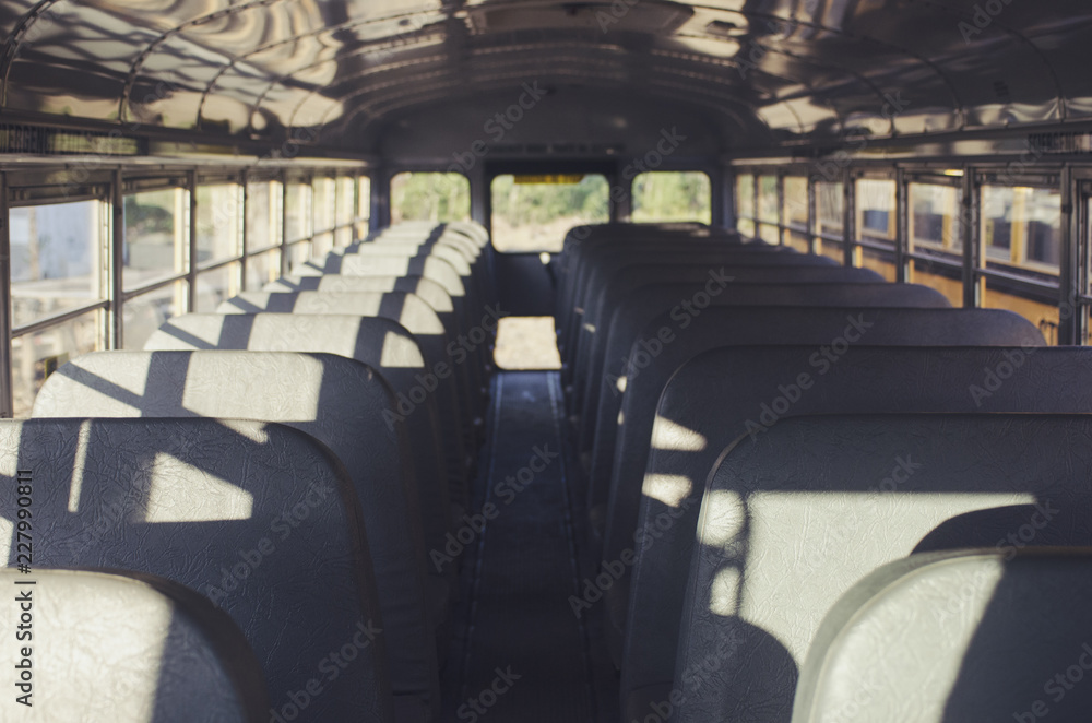 Abandoned school bus interior