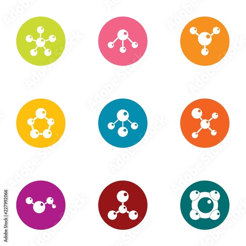 Connective tissue icons set. Flat set of 9 connective tissue vector icons for web isolated on white background