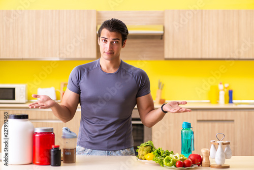 Young man in healthy eating concept