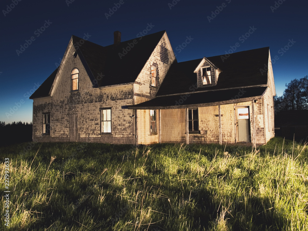 Creepy Abandoned House at night
