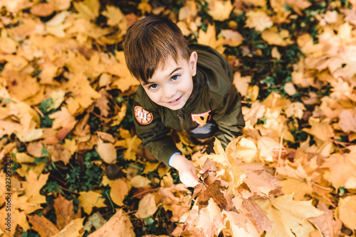 boy in autumn park