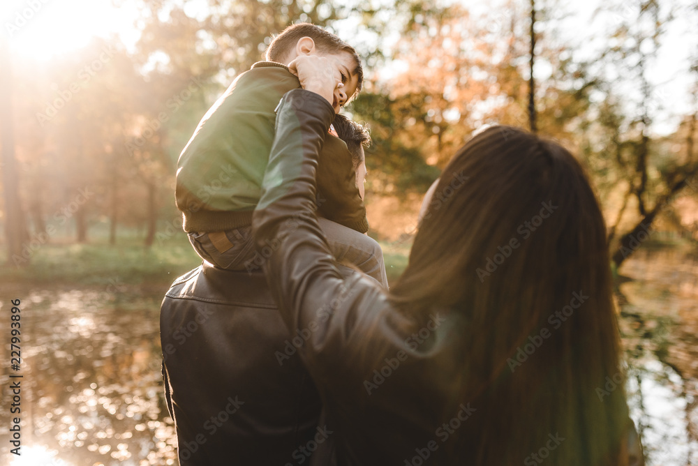 Fototapeta premium happy family in autumn park