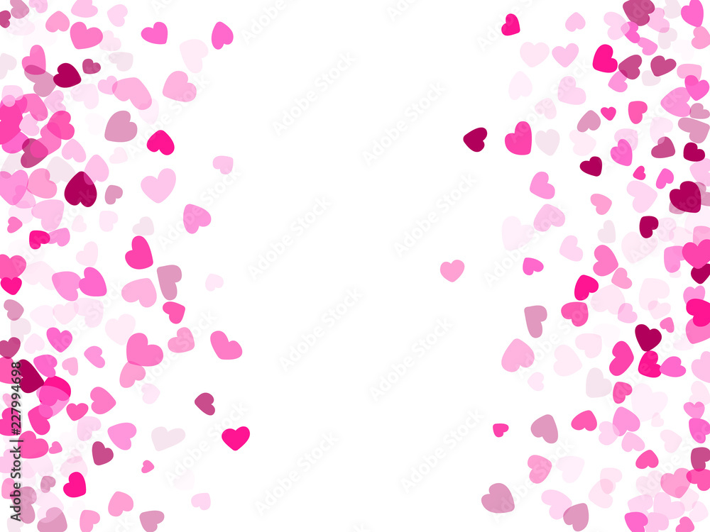 Hearts confetti flying vector background graphic design.