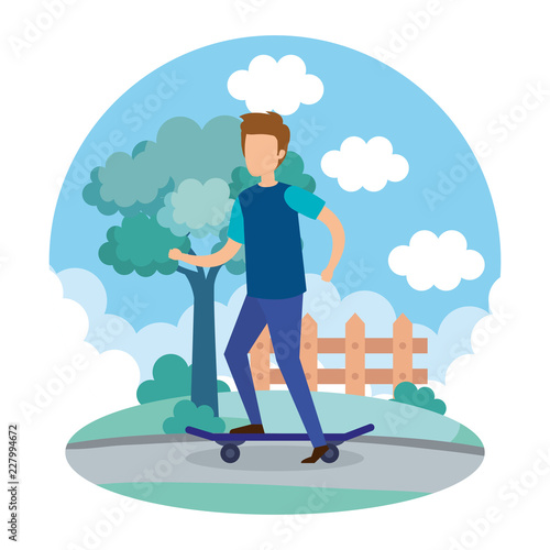 young man in skateboard in the park