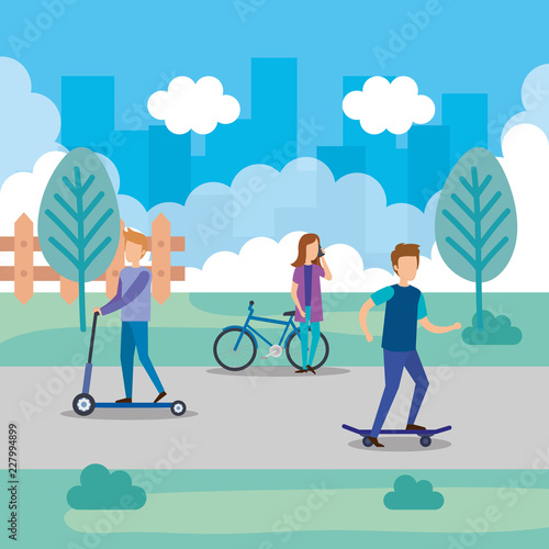 young people in skateboard in the park