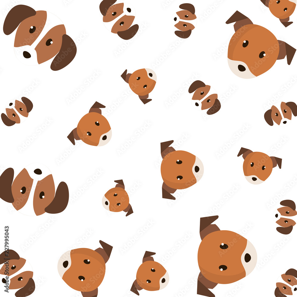 Fototapeta premium cute little dogs heads pattern