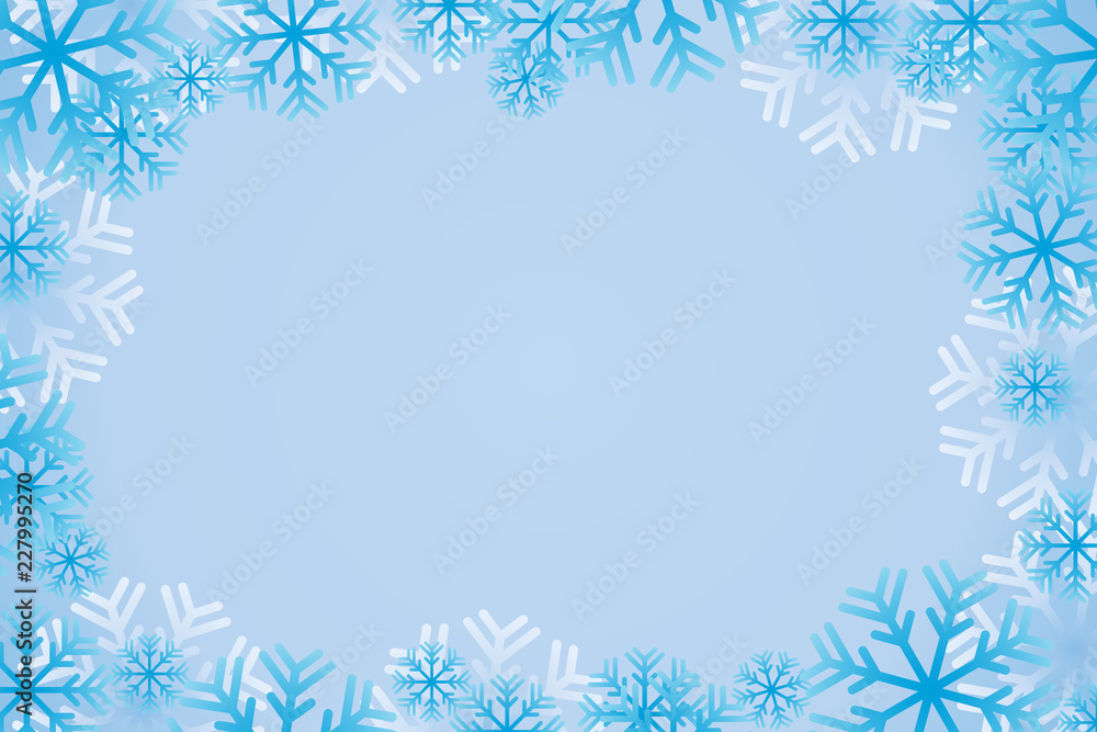 Christmas blue background. Vector image. Snowflakes. Texture.