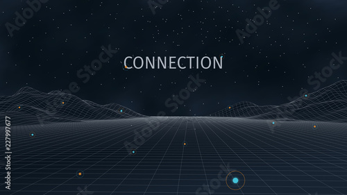 3d connection background. Wireframe topography landscape. Music equalizer concept. Blockchain and crypto currency technology background. Vector illustration