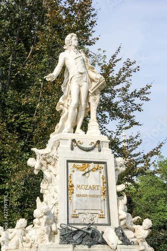 Photography The marmor statue of the great musician Wolfgang Amadeus Mozart at Burggarten, V