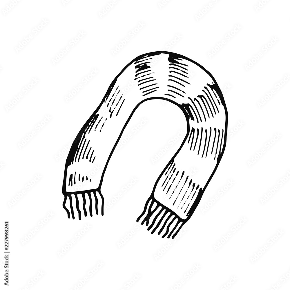 winter warm scarf icon. sketch isolated object winter warm scarf icon. sketch isolated object