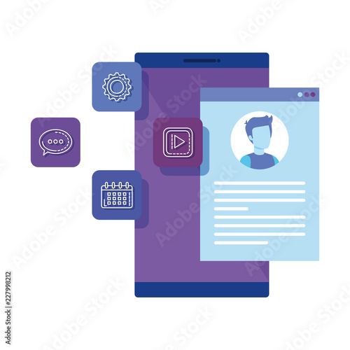 smartphone with login account and icons