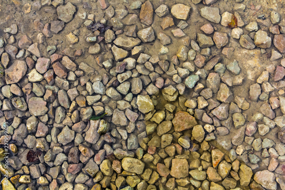 Close up wet stony soil in a fall Close up wet stony soil in a fall