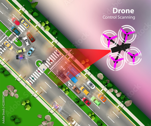 Drone control scanning. Quadrocopter monitors traffic