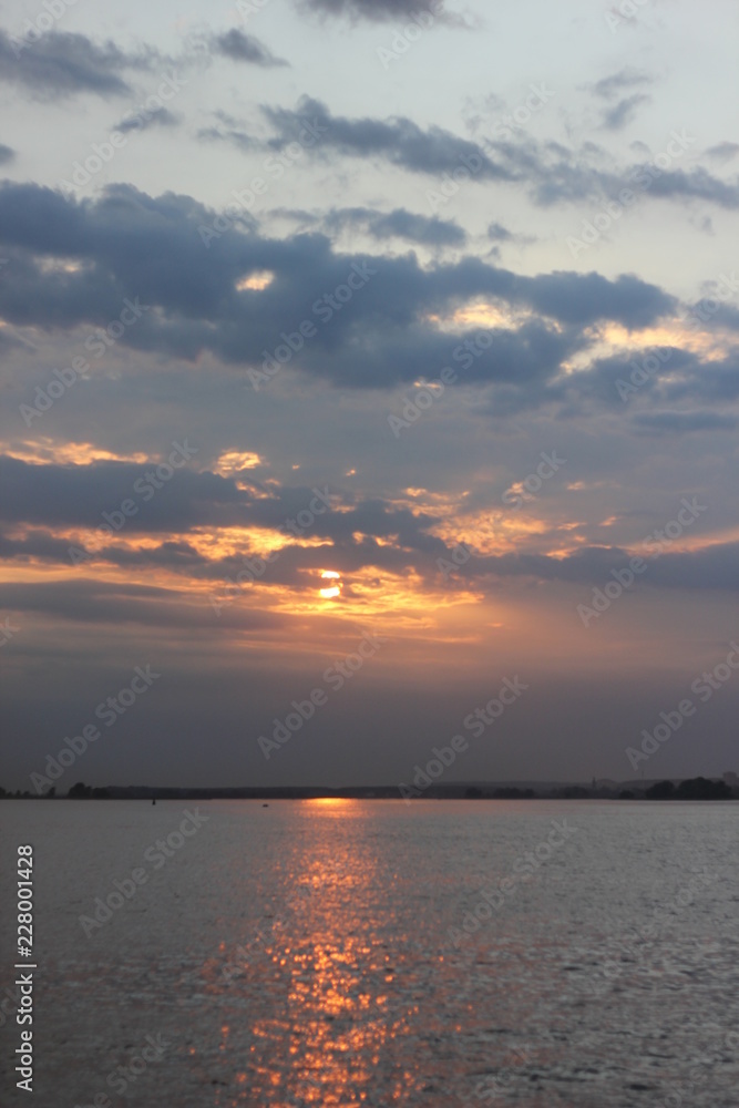 sunset on the river Volga